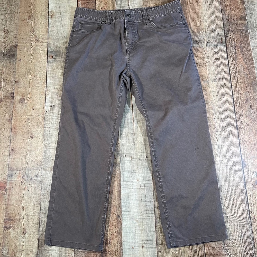 prAna Bridger Slim Men's Jeans 35x32 Mud Brown Organic Stretch 35x26 Altered